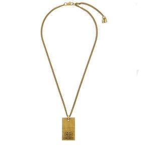 Balenciaga "BB" Dog Tag Necklaces in Gold